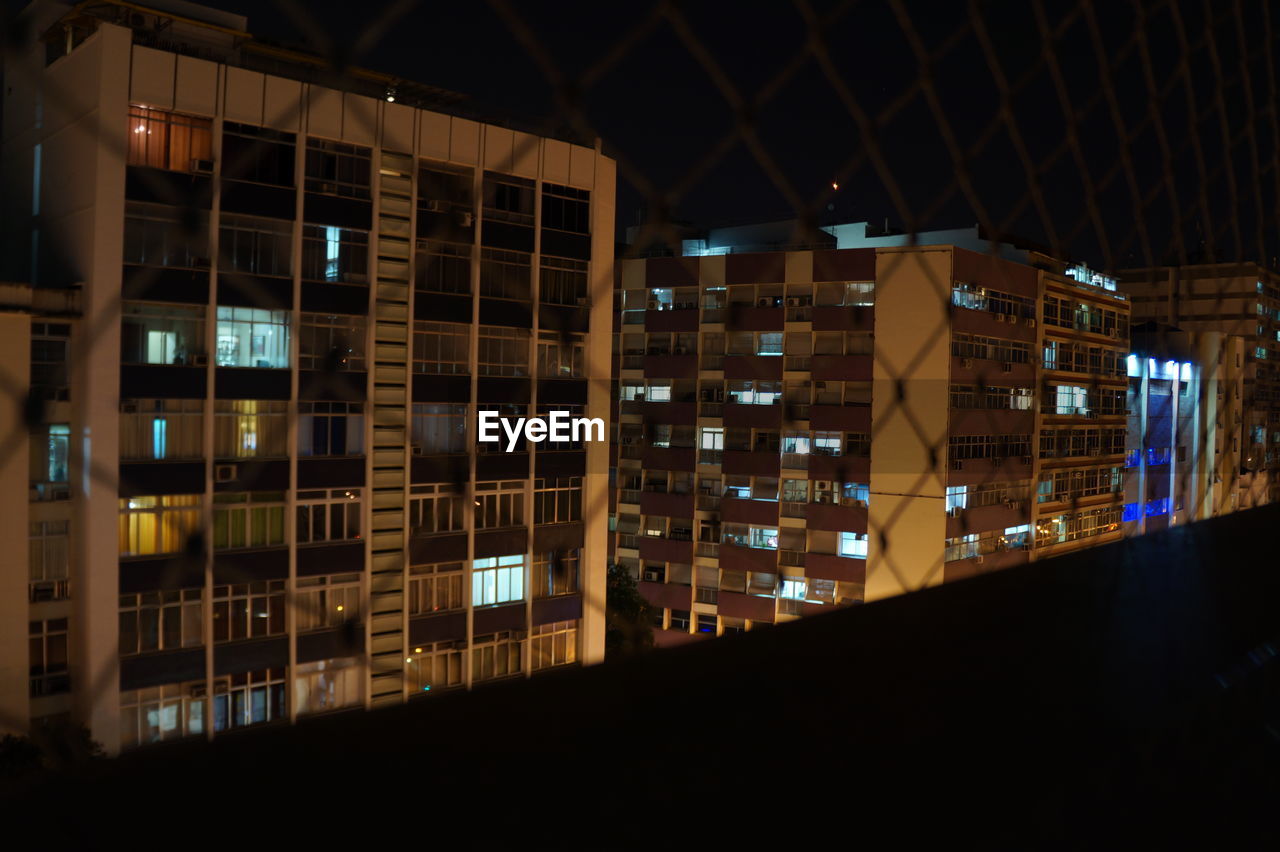 Illuminated building at night