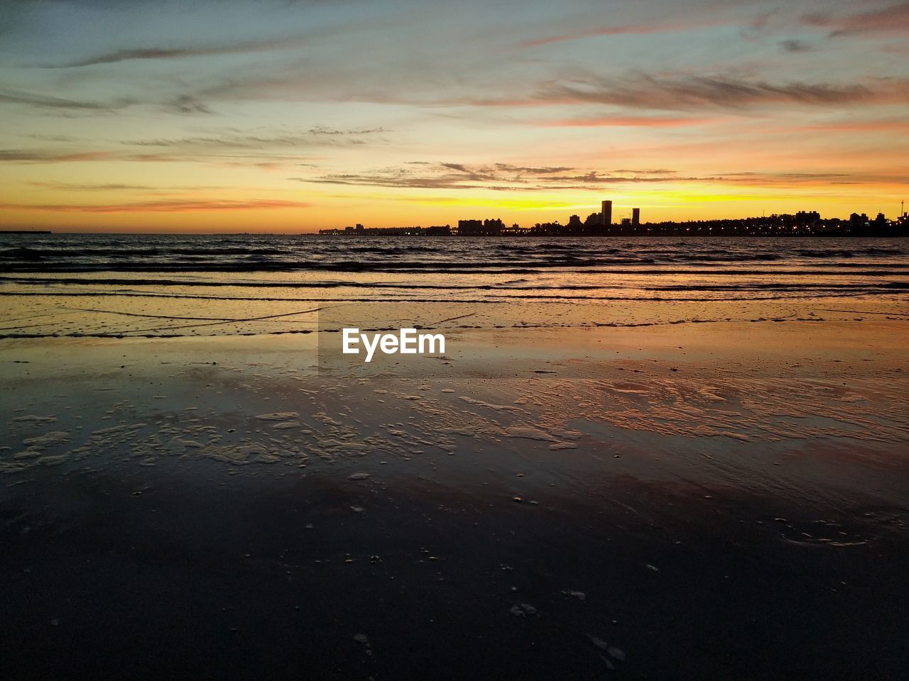 SCENIC VIEW OF BEACH DURING SUNSET