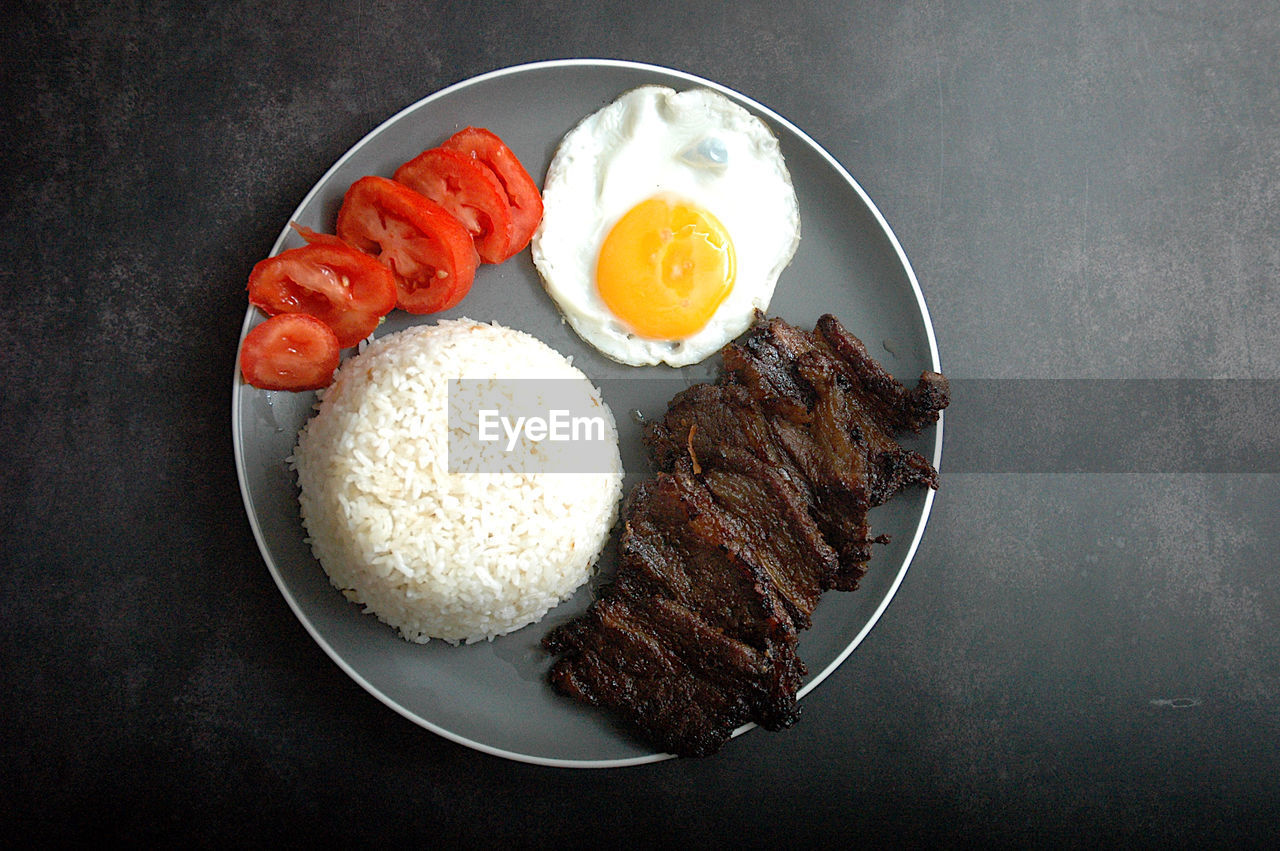 Directly above shot of breakfast served on table