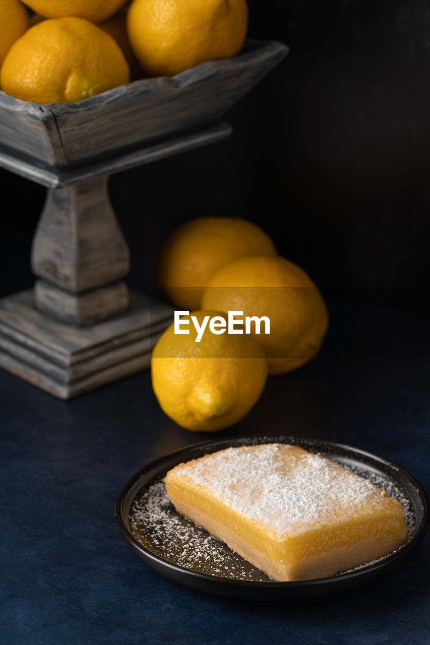 Lemon bar against dark background 