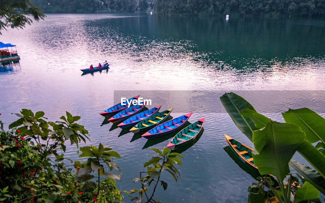 Evening view of fewa lake at pokhara, nepal
