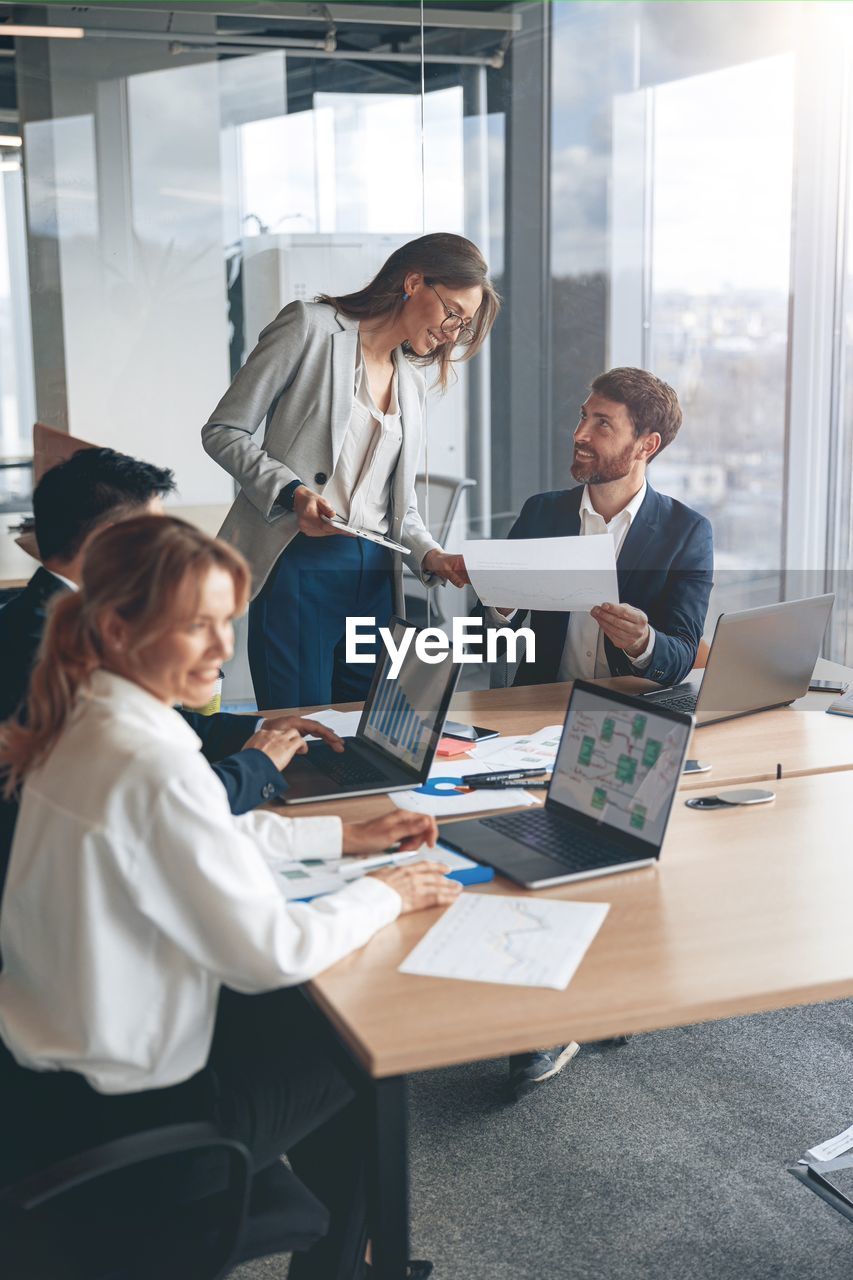 business colleagues working on table