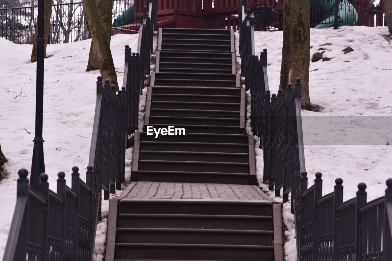 STAIRCASE OF SNOW COVERED LAND