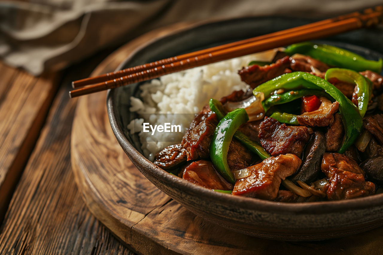 close-up of food in plate on table