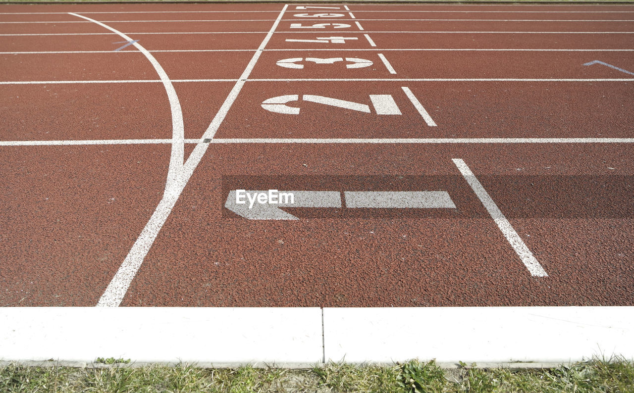 Close-up of running track