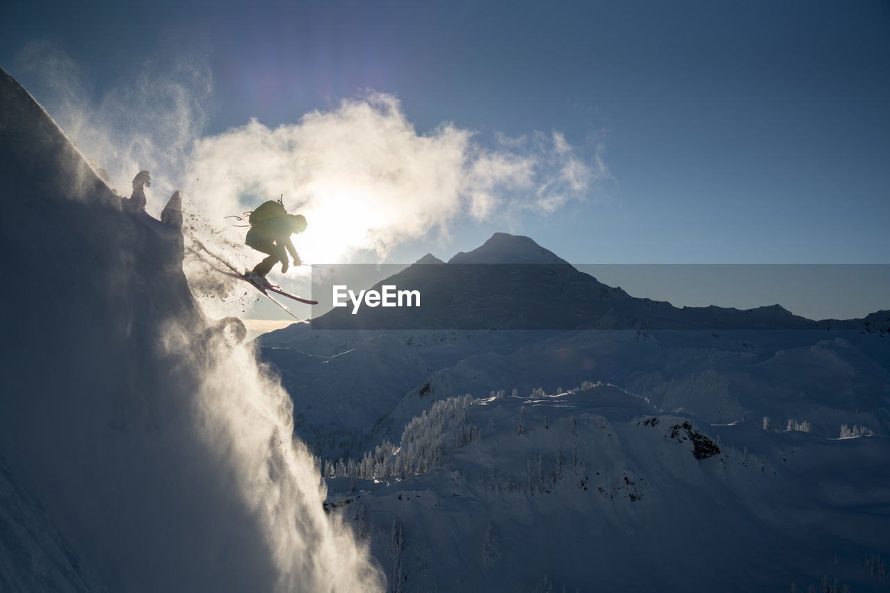 Man skiing in backcountry at mt. baker, washington