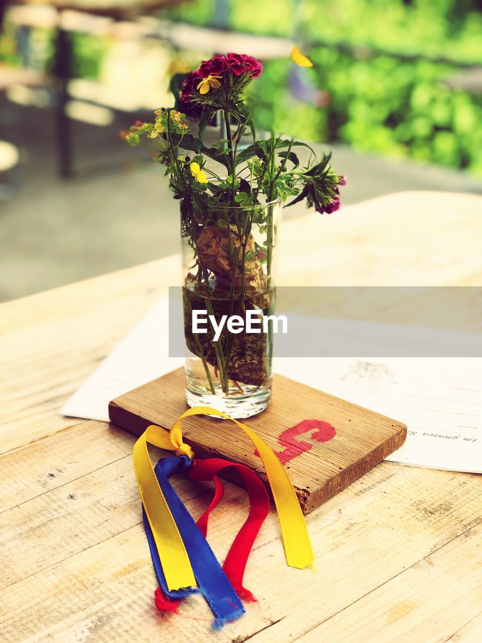 Close-up of flower vase on table