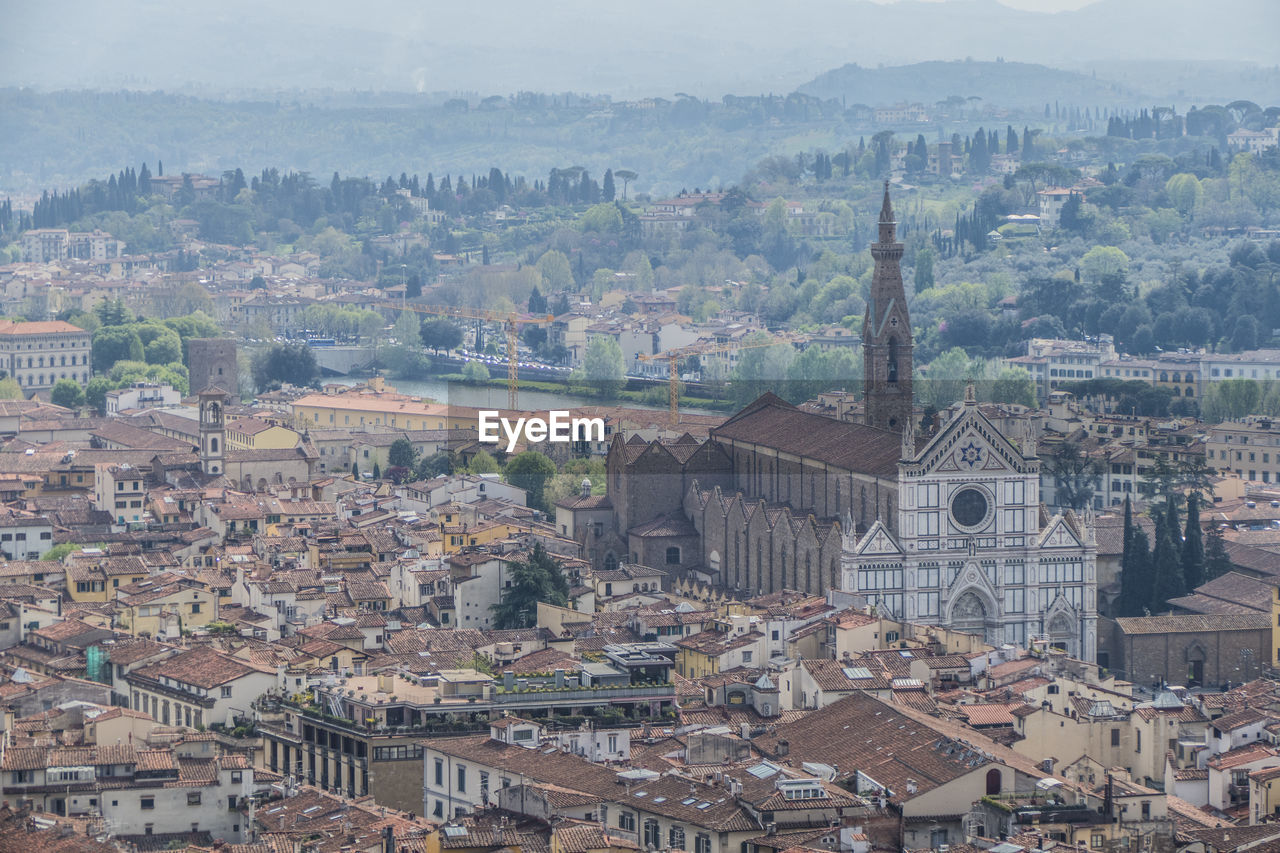 Aerial view of the historic center of florence with so many monuments