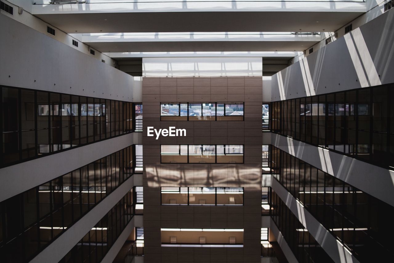 Interior of glass building