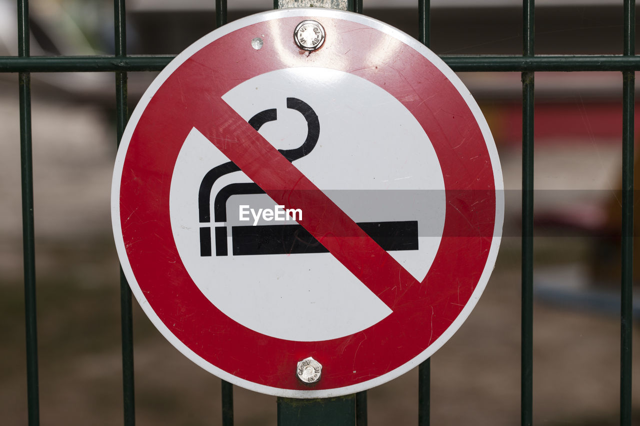 Close-up of no smoking sign