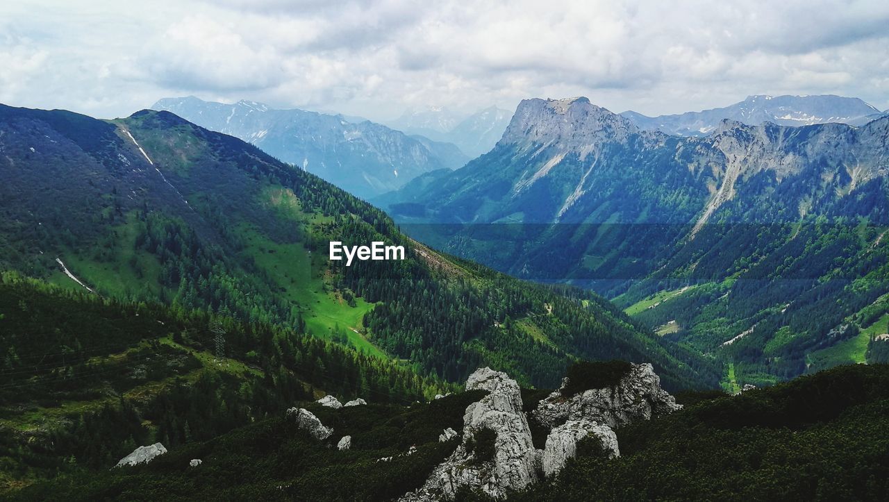 Scenic view of mountains against sky