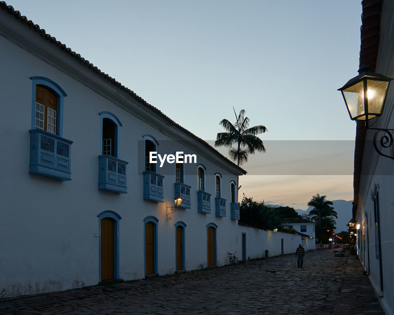 STREET AMIDST HOUSES AGAINST SKY