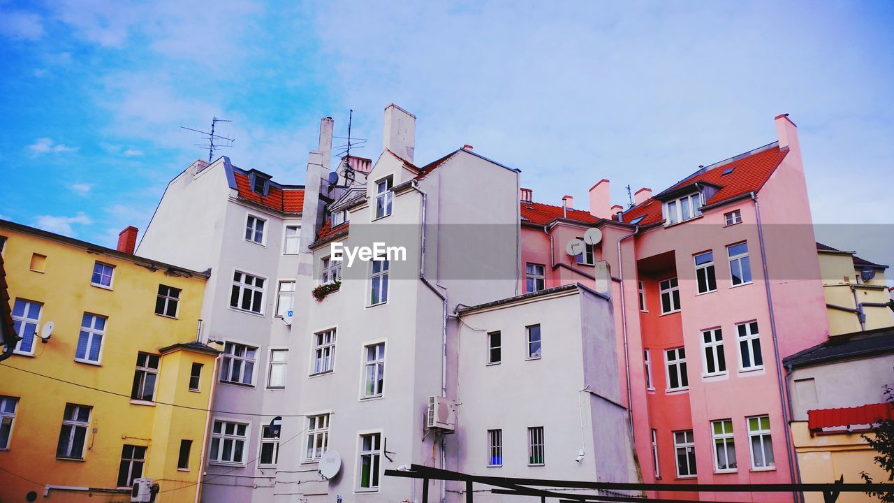 Low angle view of buildings in town