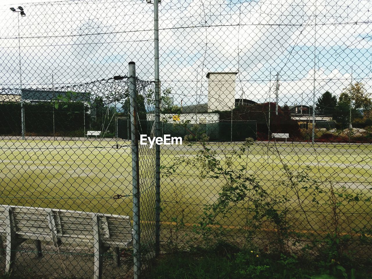 Soccer field seen through chainlink fence