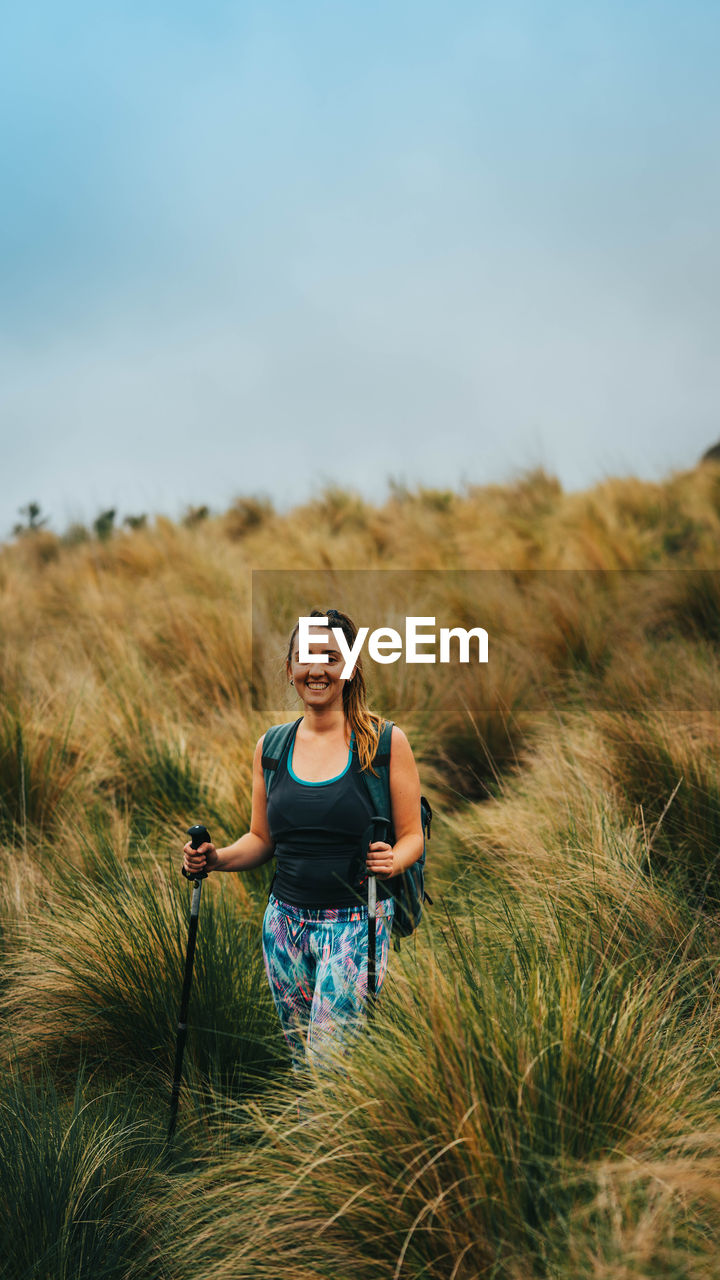 Woman doing hike in an arid landscape