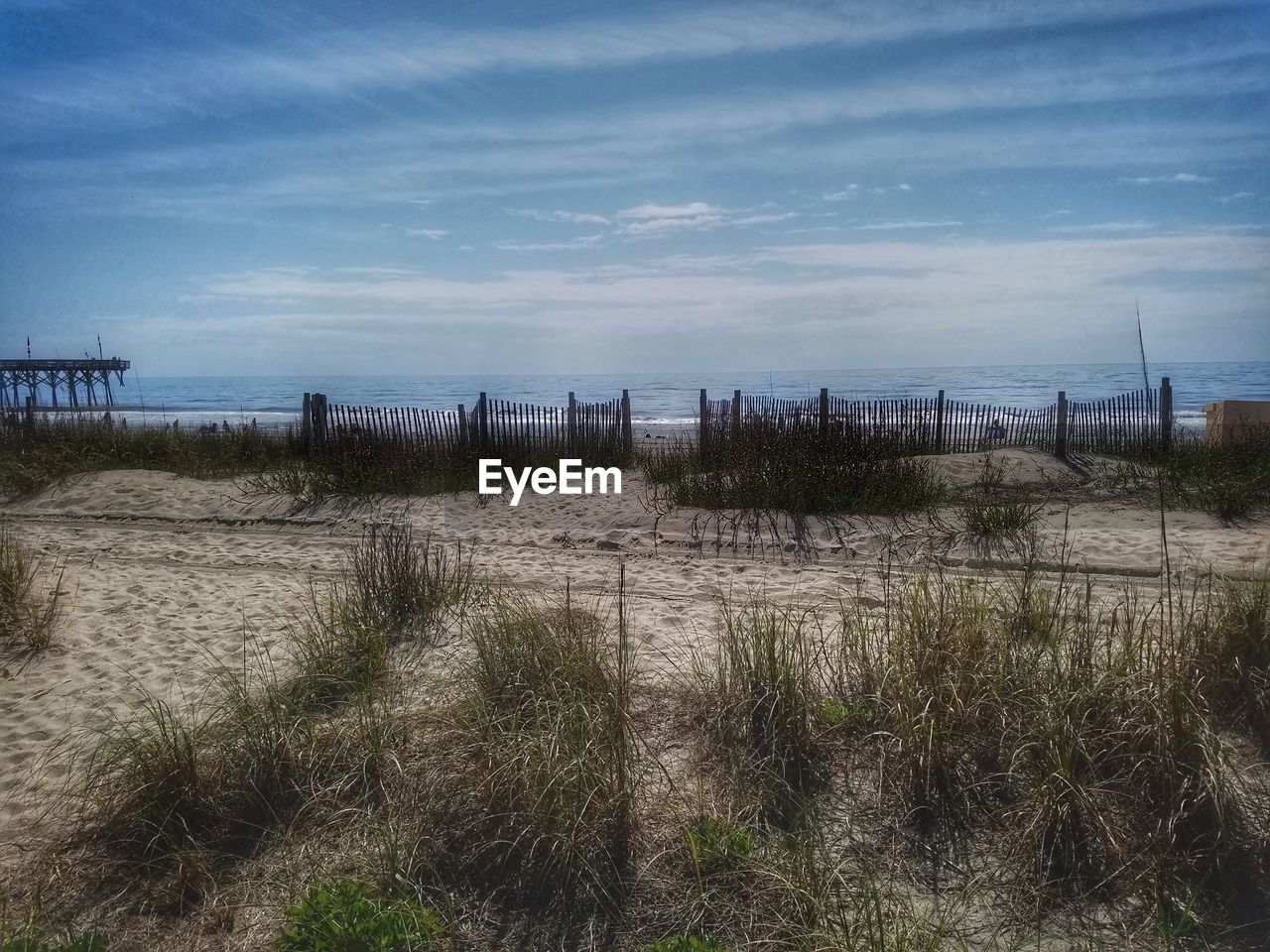 Scenic view of beach against sky