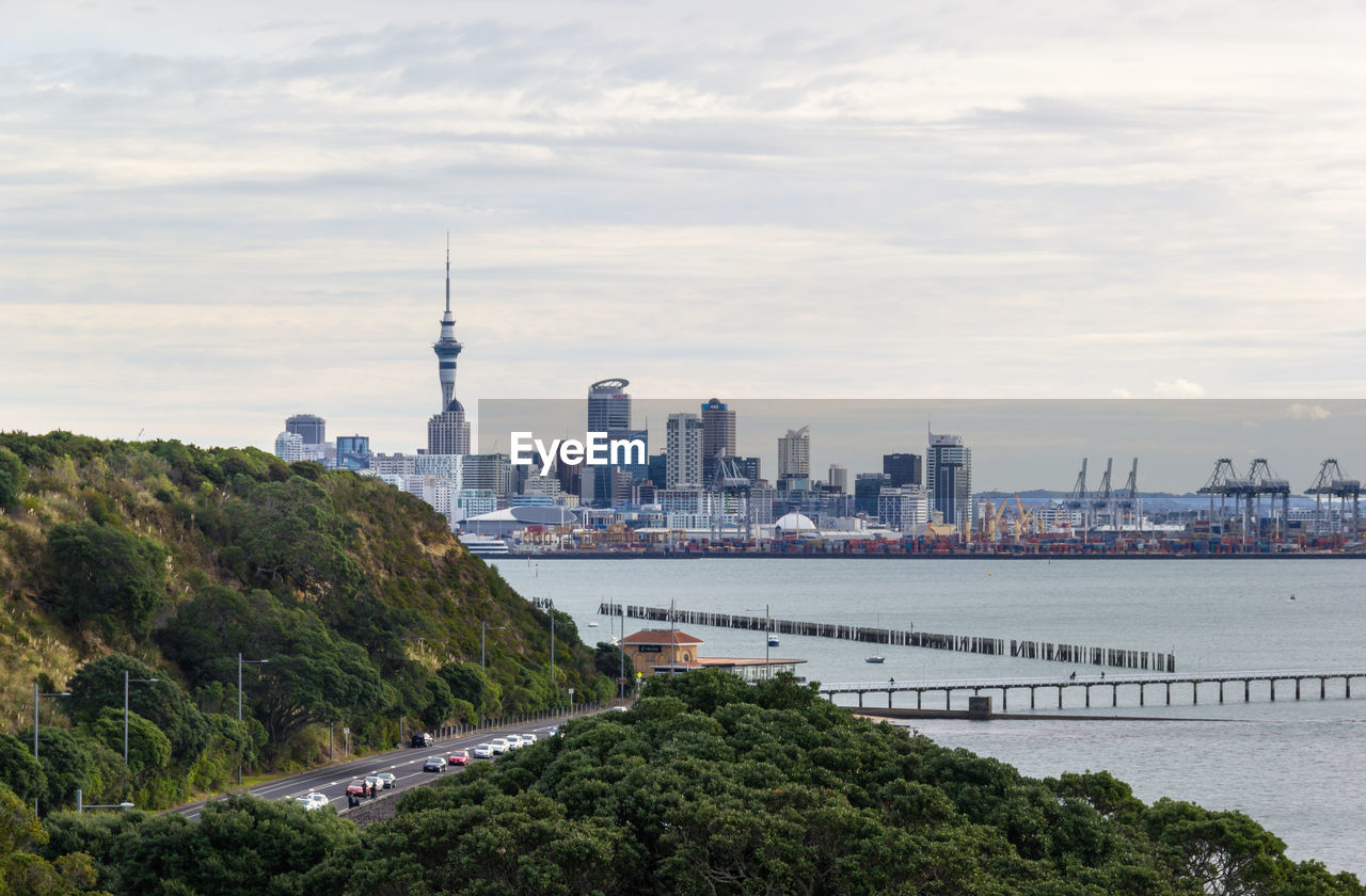 Skyscrapers of auckland cbd with sky tower