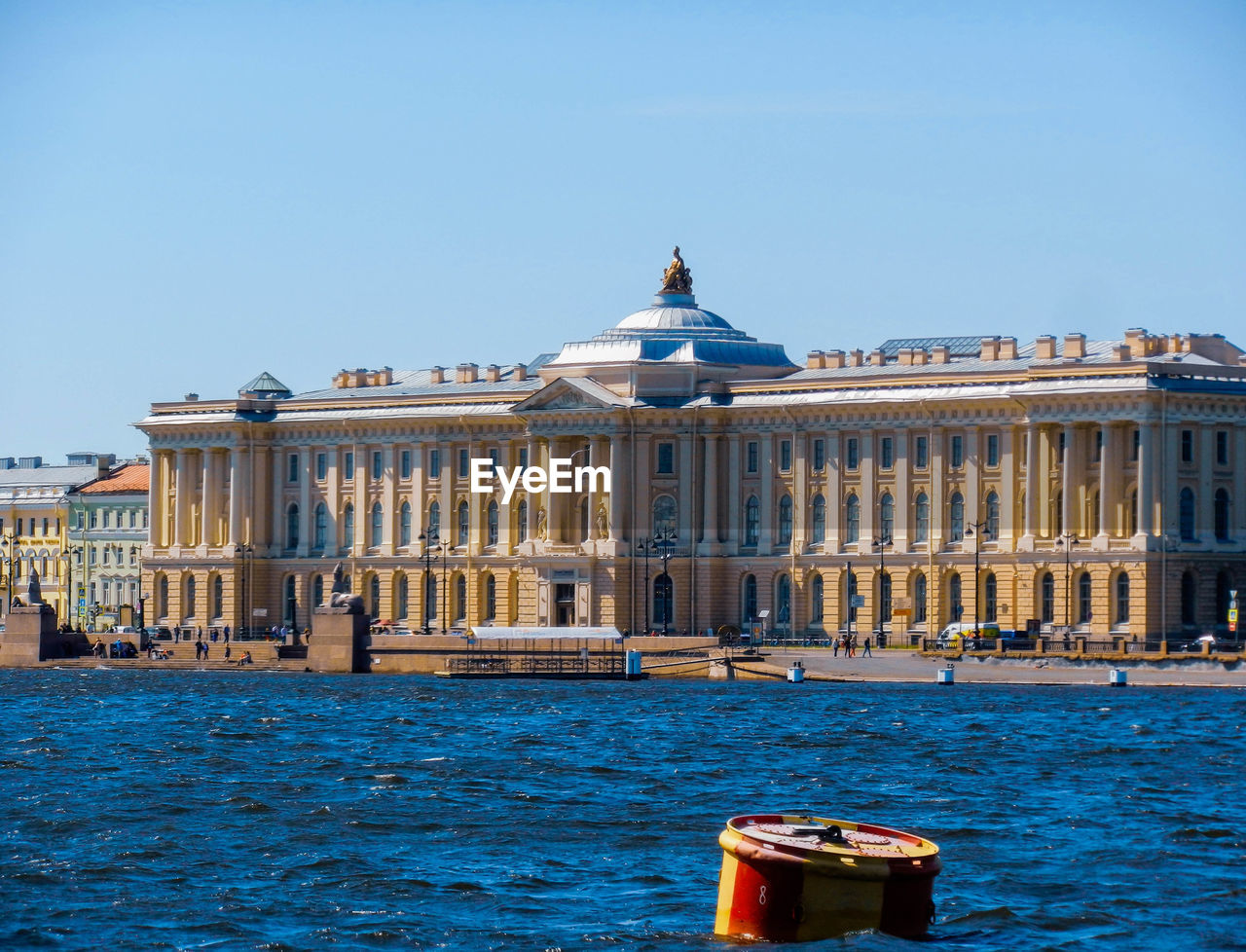 View of building against clear blue sky