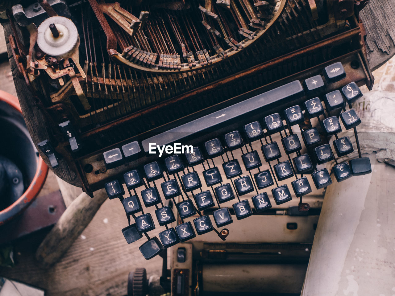 High angle view of typewriter