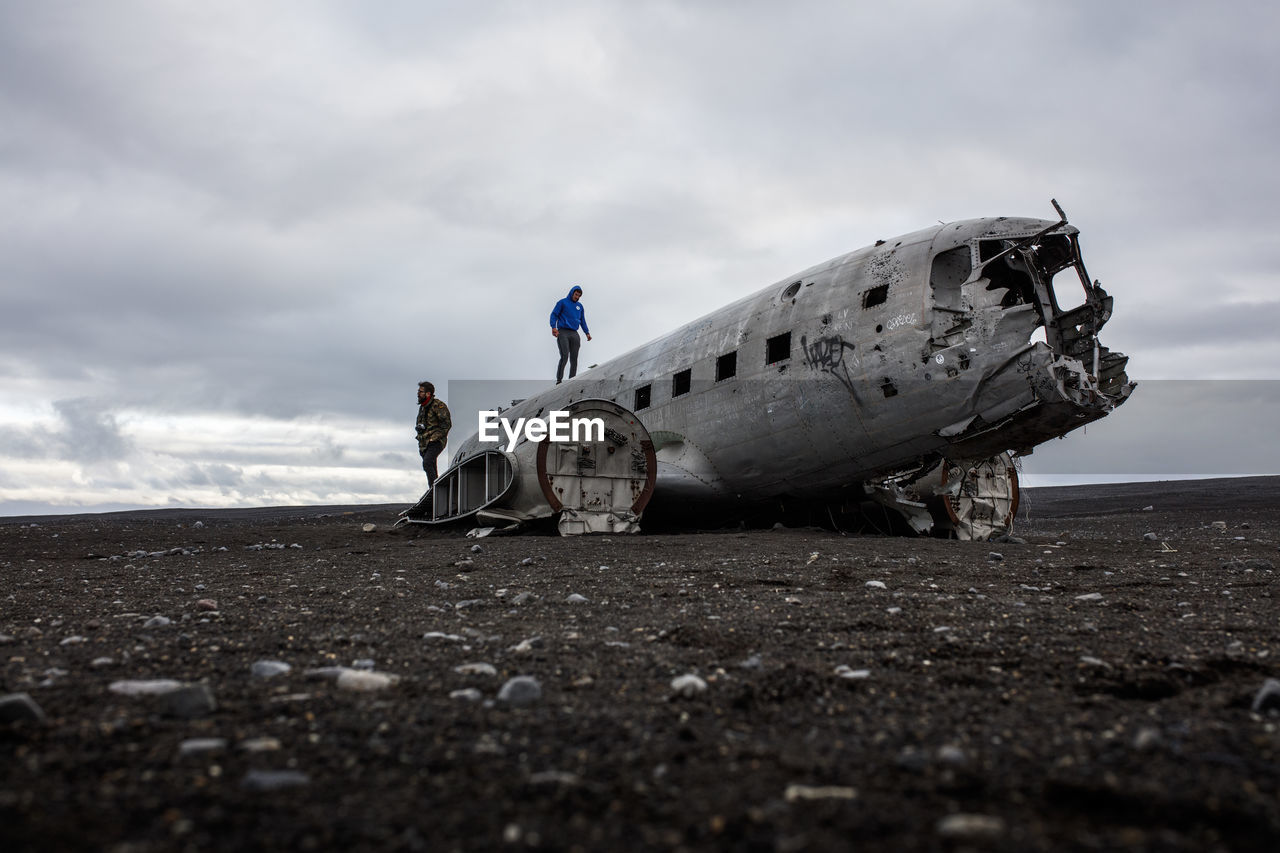 The fuselage of a crashed us navy dc-3 plane near vik, iceland.