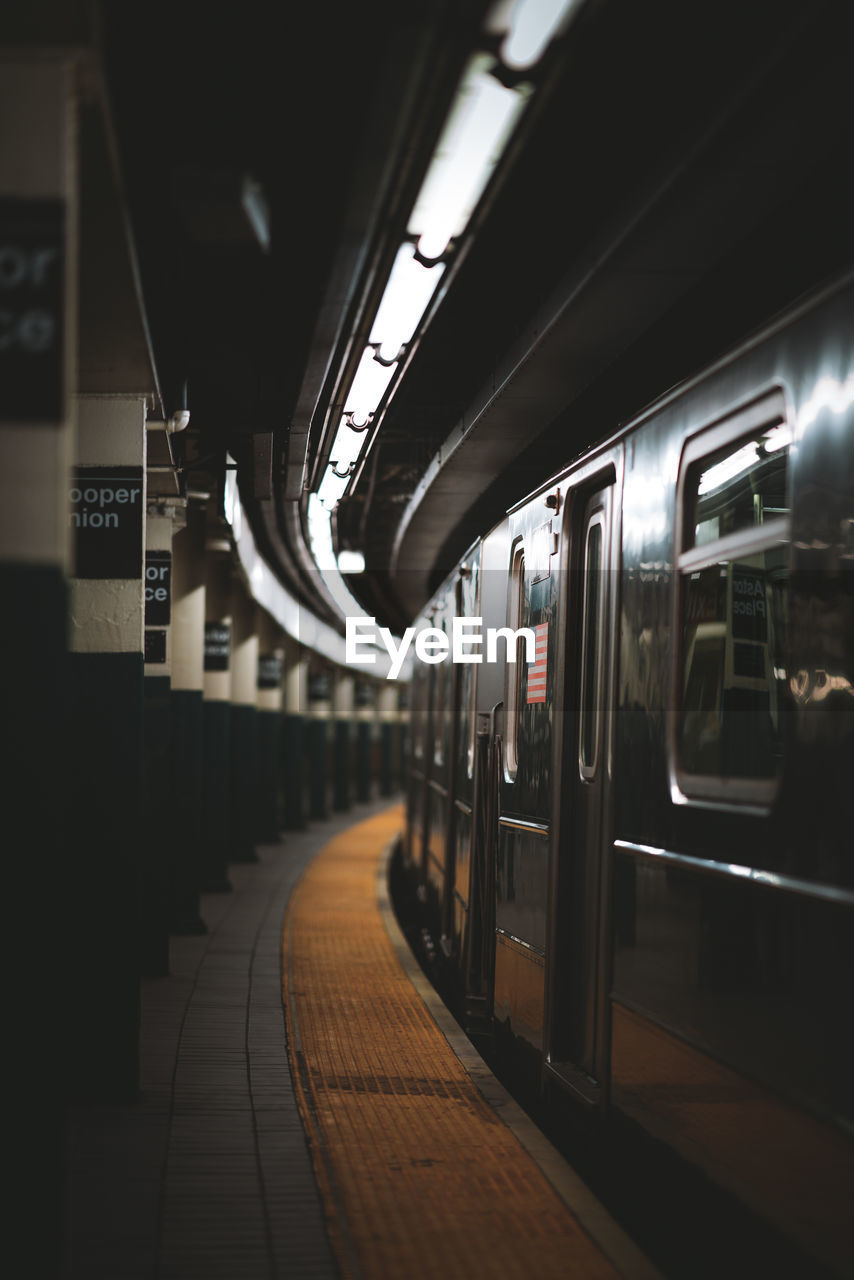 View of subway train on station