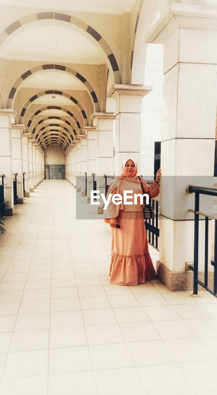 Women portrait on mosque corridor