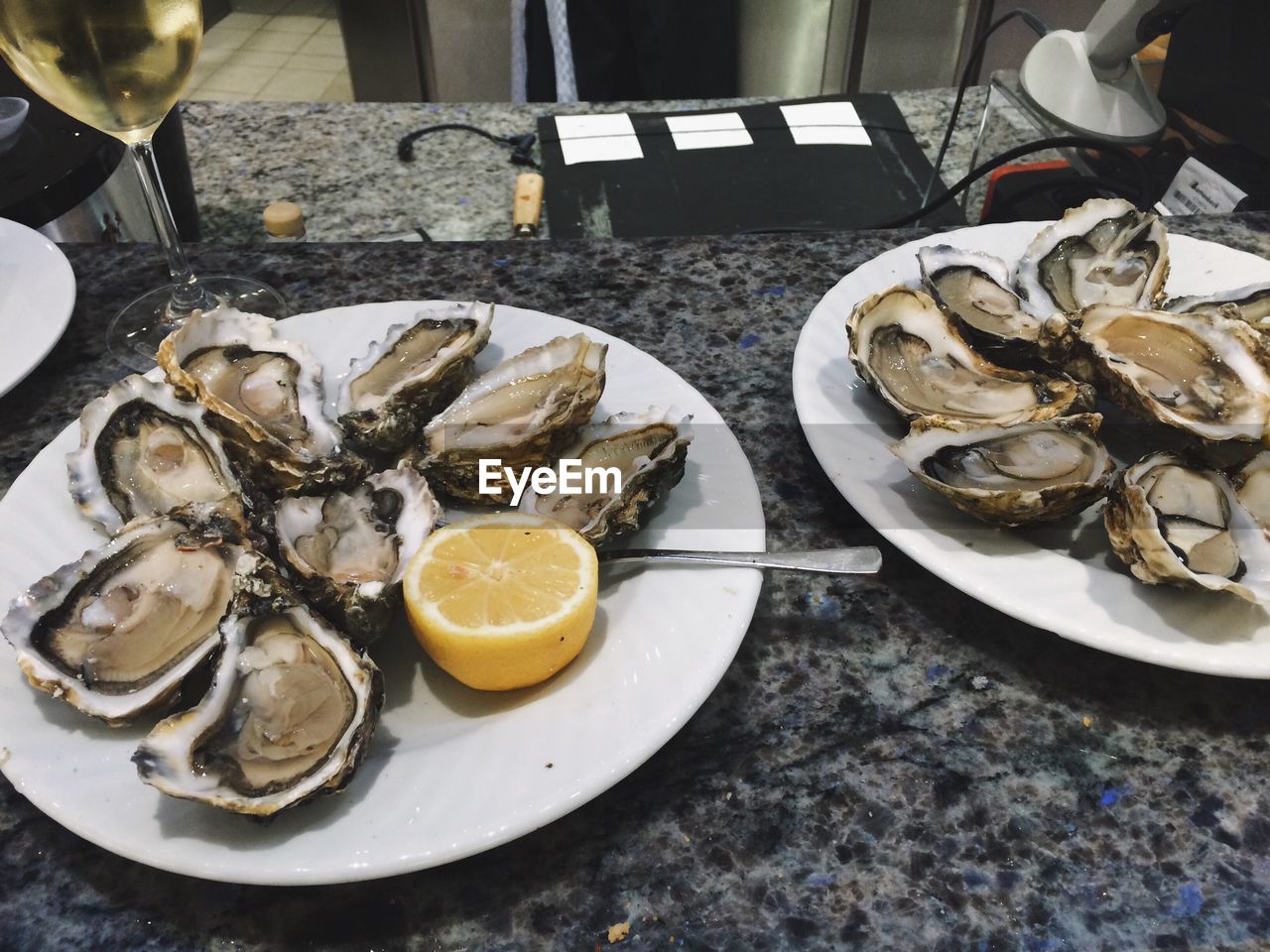 Oysters served in plates