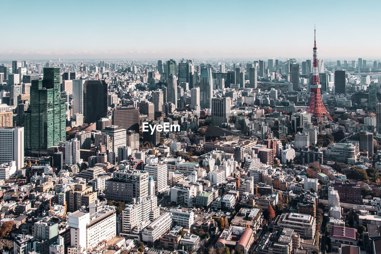 Aerial view of buildings in city