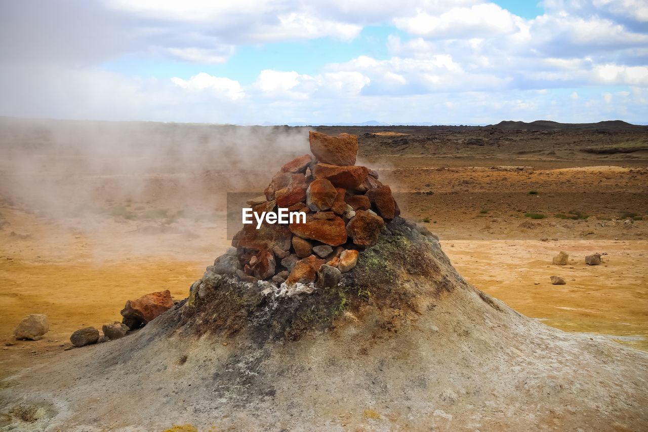 Steaming hot springs on the volcanic sulphur fields of iceland