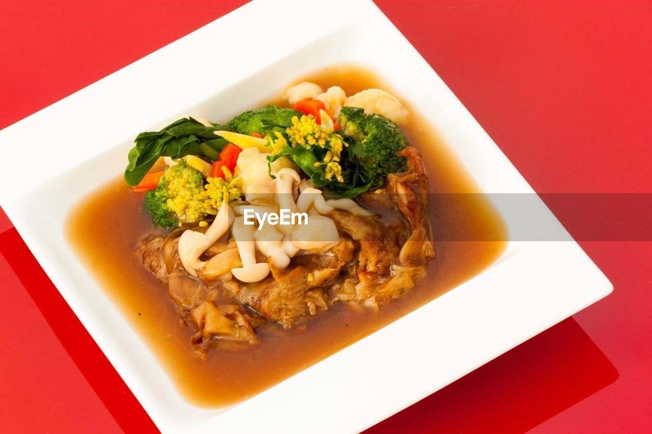 HIGH ANGLE VIEW OF SALAD IN PLATE