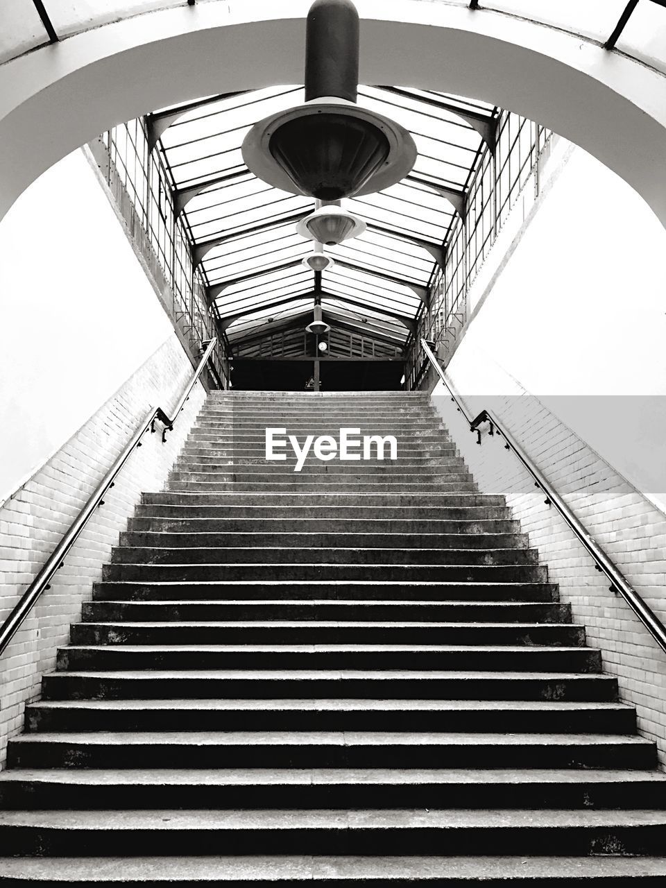 Low angle view of steps leading towards railroad platform at berlin mexikoplatz station