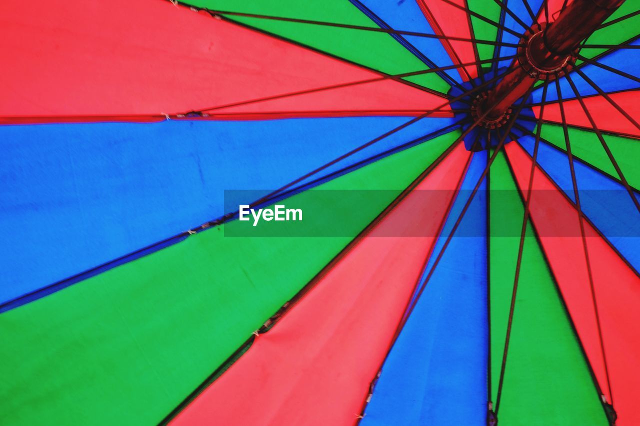 Low angle view of multi colored umbrella