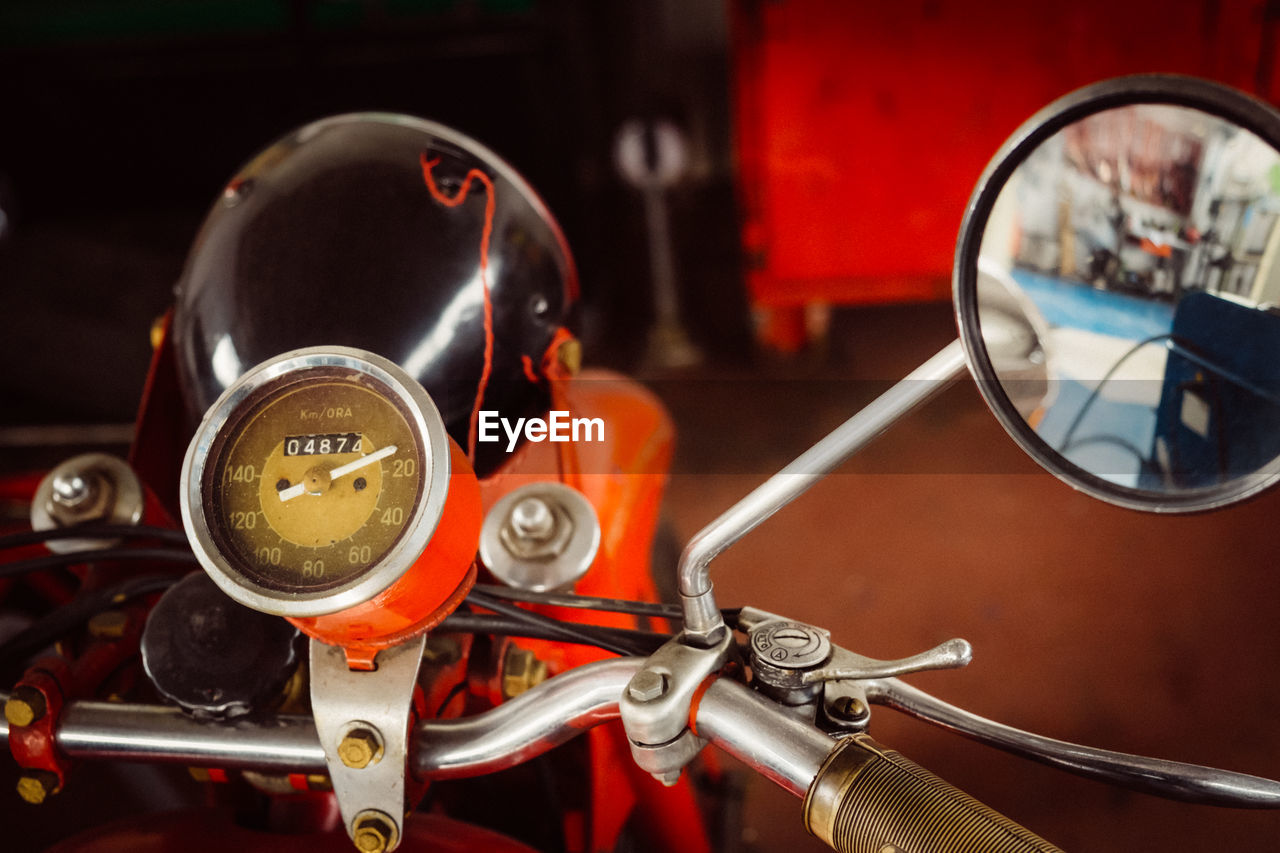 Extreme close up of a motorbike