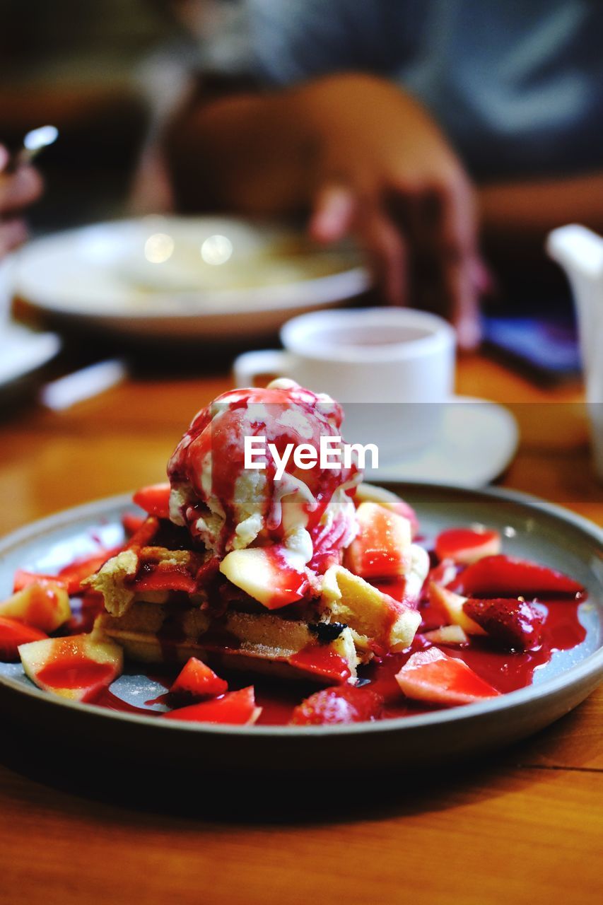 Close-up of food served in plate