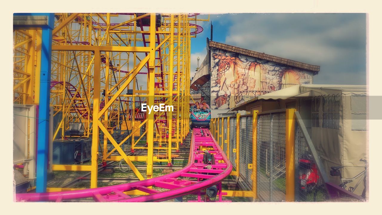 CONSTRUCTION SITE BY RAILING AGAINST SKY