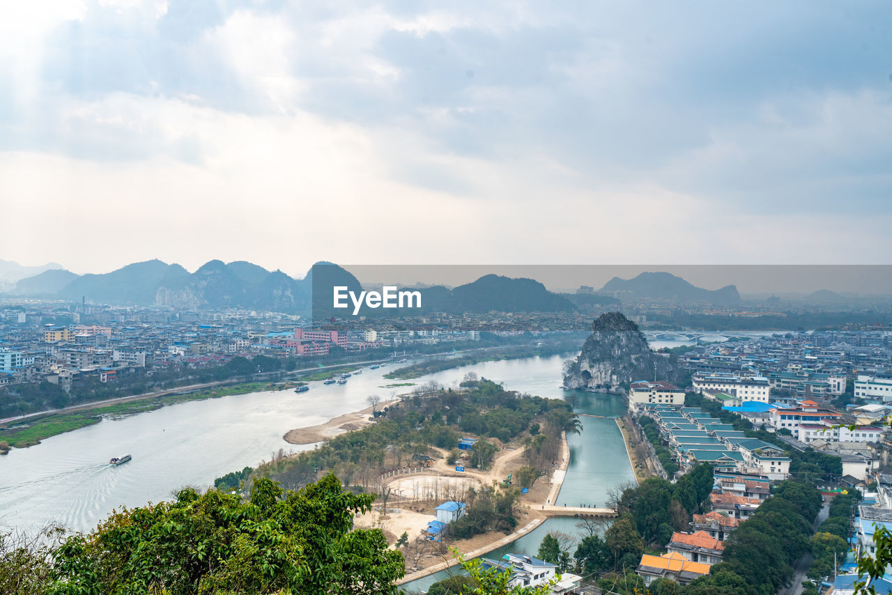 The mountains and cities of guilin, guangxi province, china