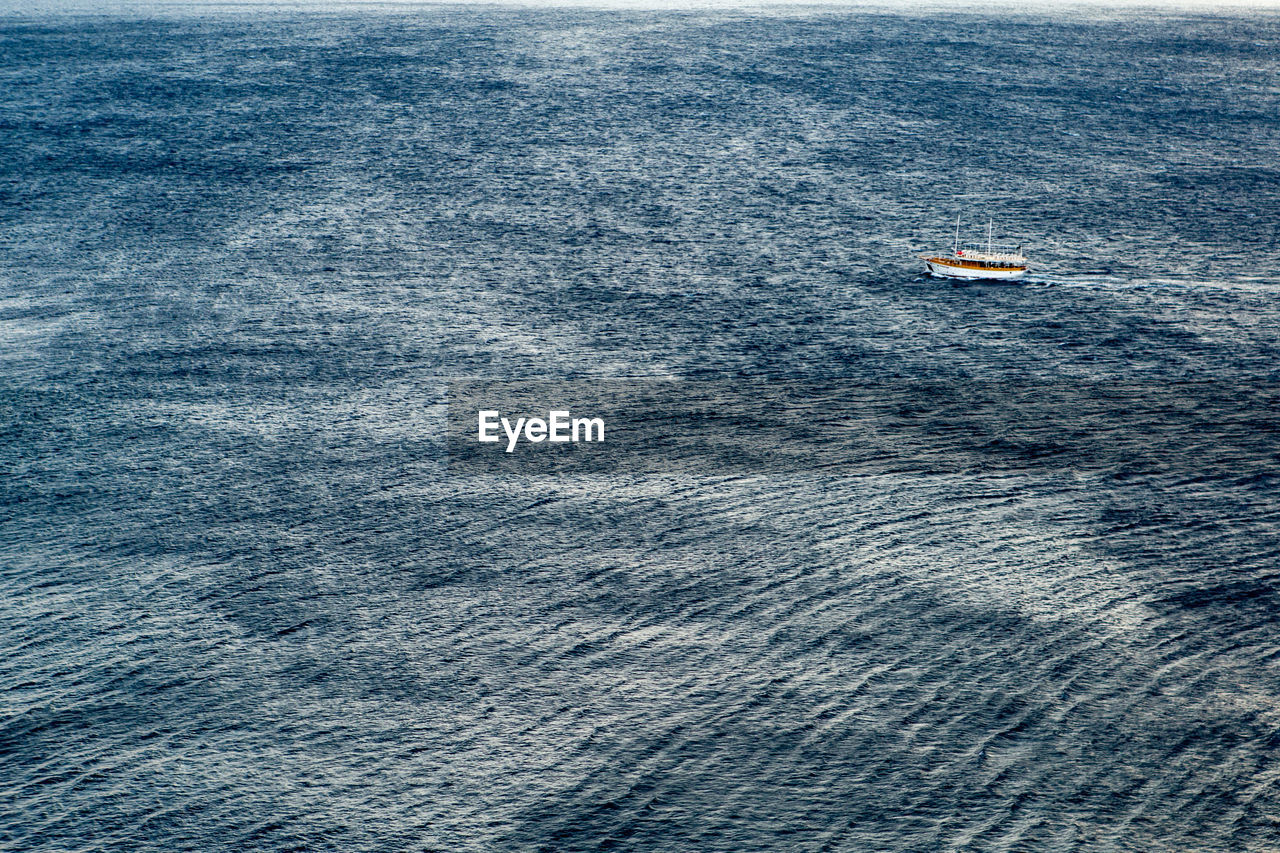 High angle view of sailboat on sea