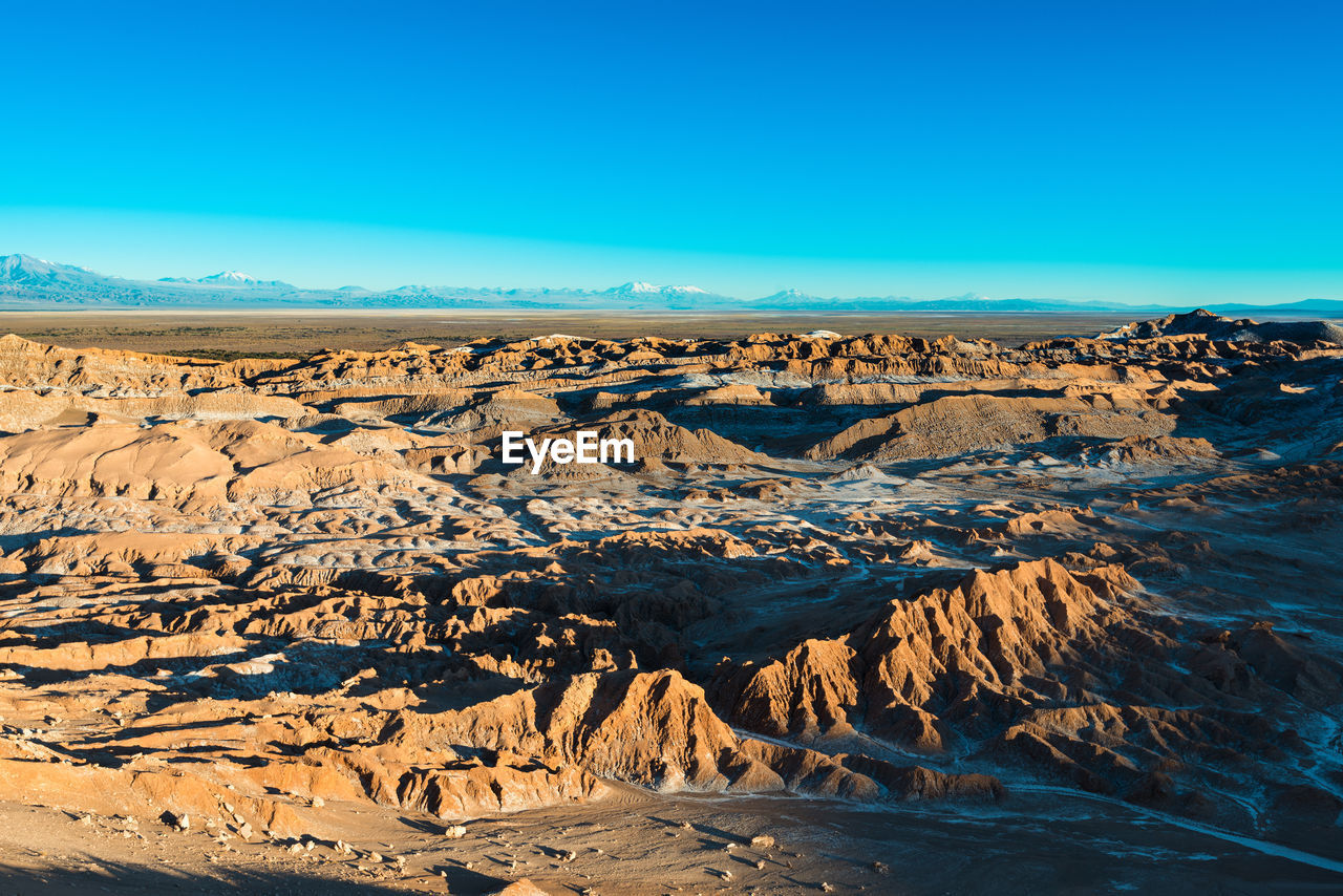 Scenic view of landscape against clear blue sky