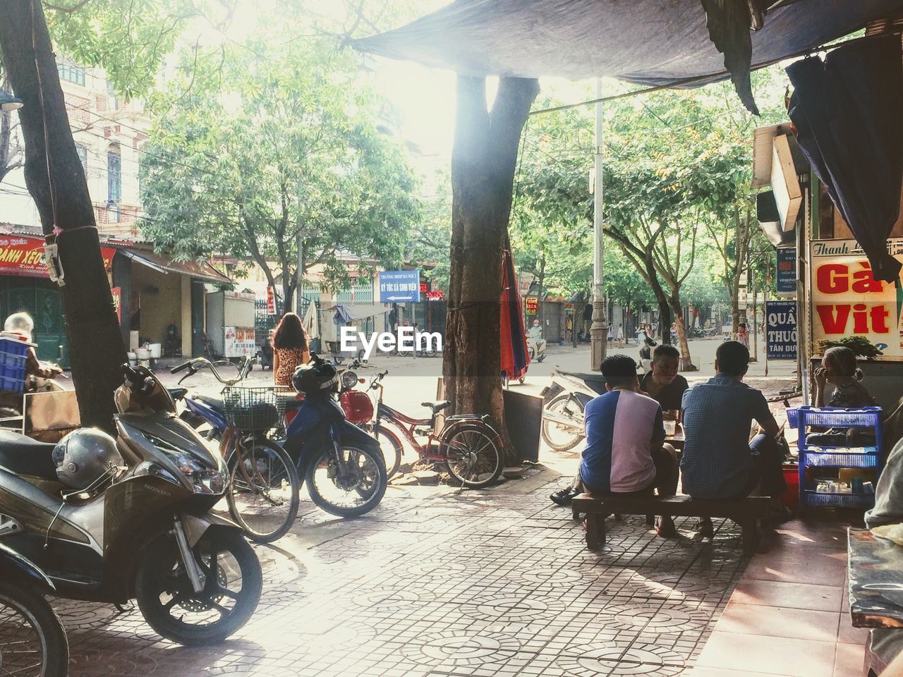 BICYCLES ON STREET IN CITY