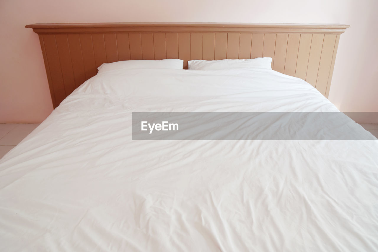 High angle view of empty bed
