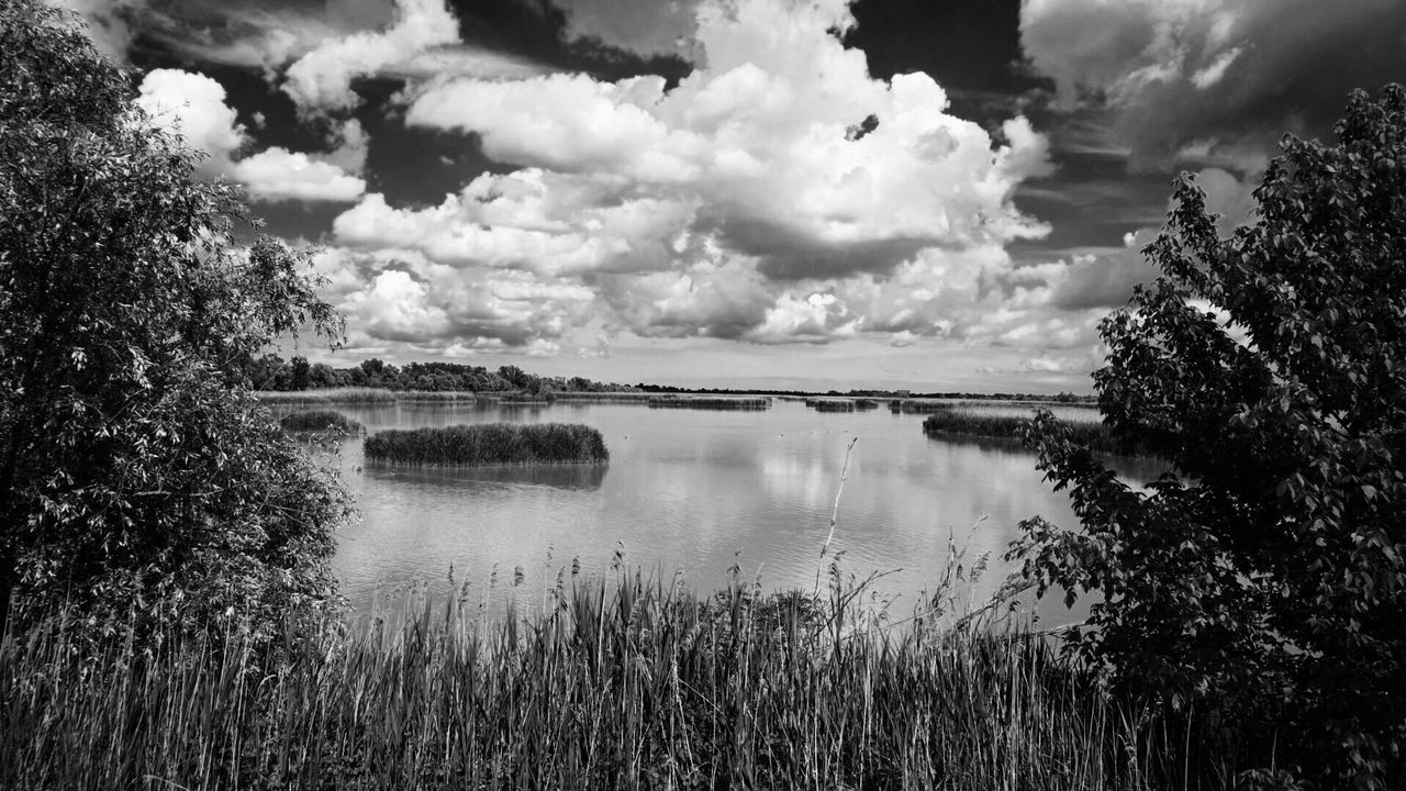 Scenic view of lake against sky