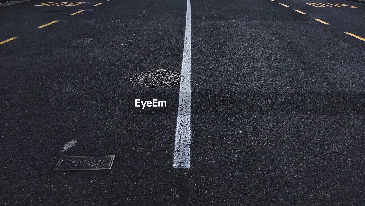 High angle view of markings on road