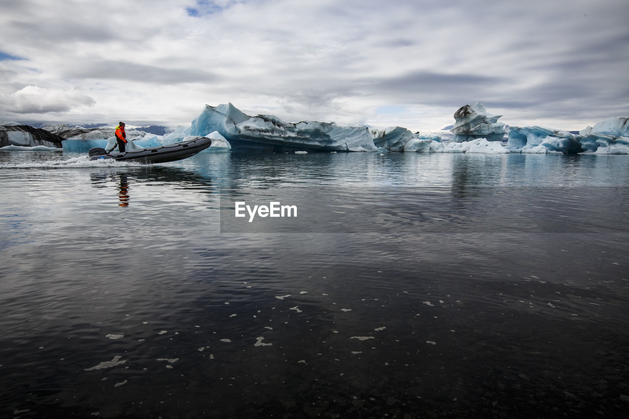 Icebergs at jokulsarlon glacier lagoon in southern iceland.