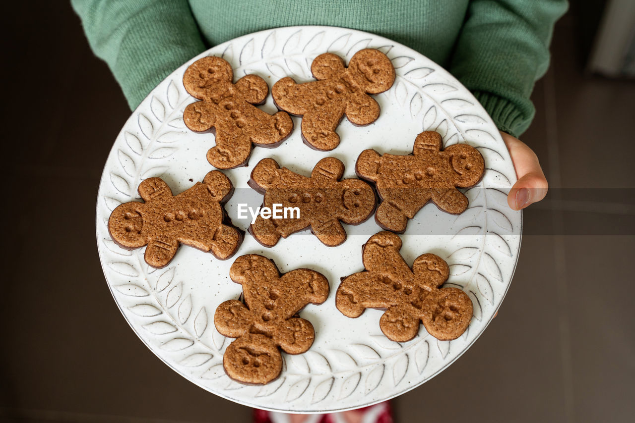 High angle view of cookies