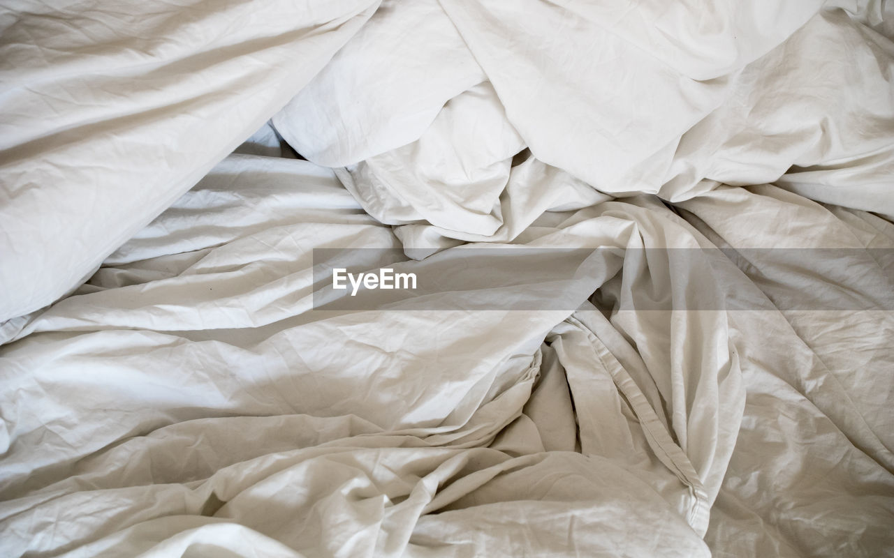 Full frame shot of crumpled bed sheet