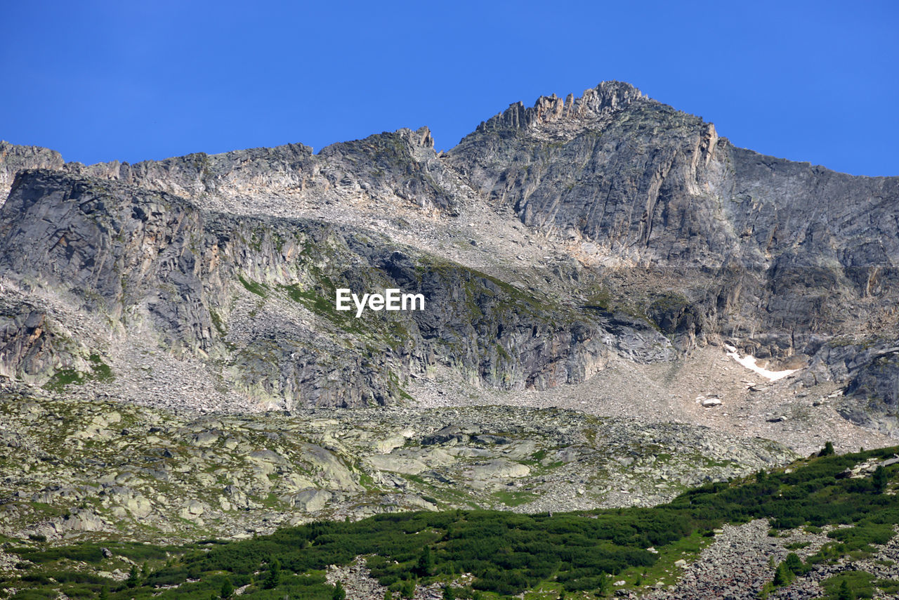 scenic view of rocky mountains against clear sky