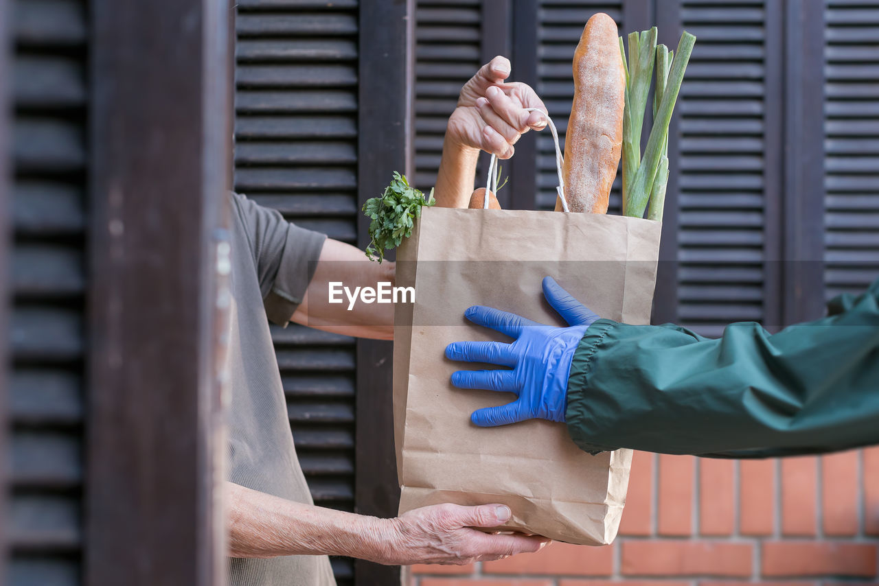 Detail of grocery delivery during epidemic quarantine