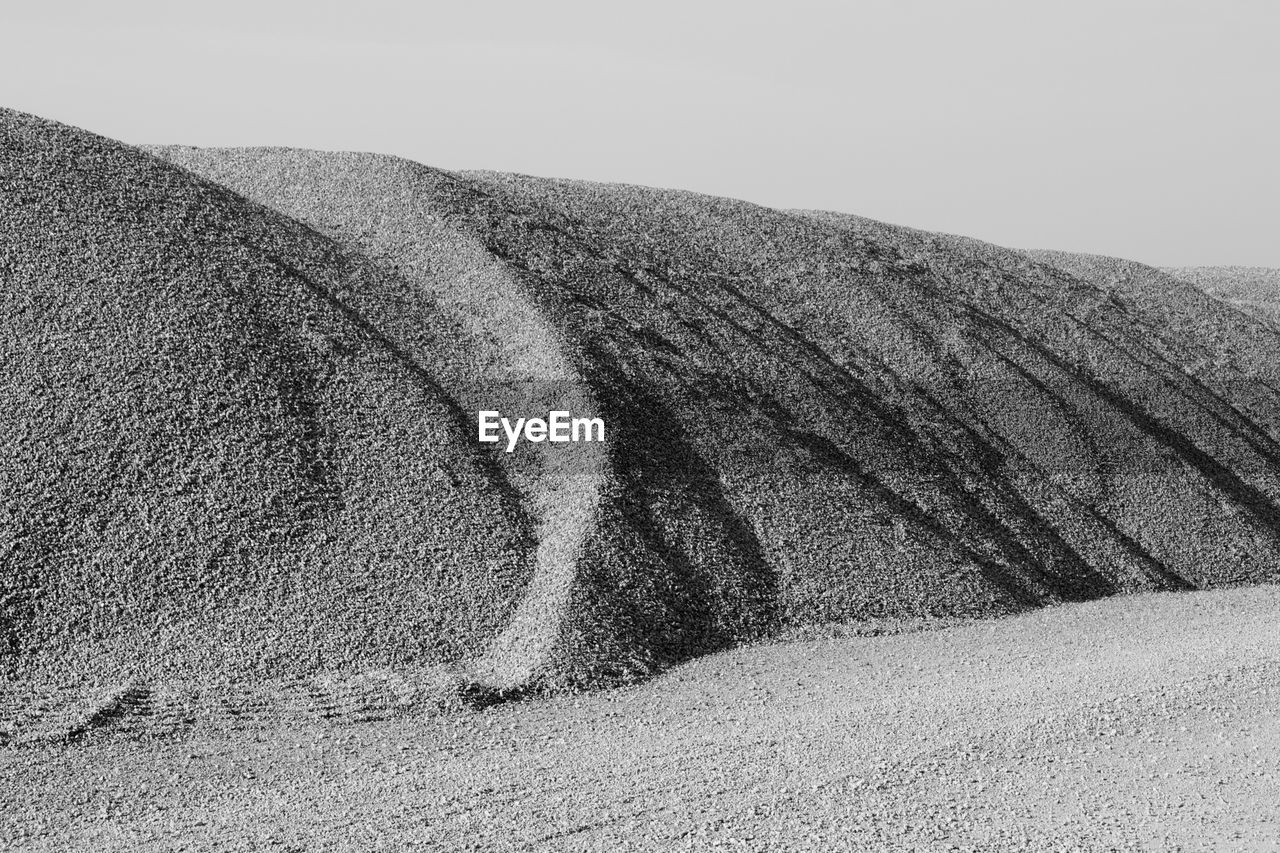 Scenic view of agricultural field against clear sky