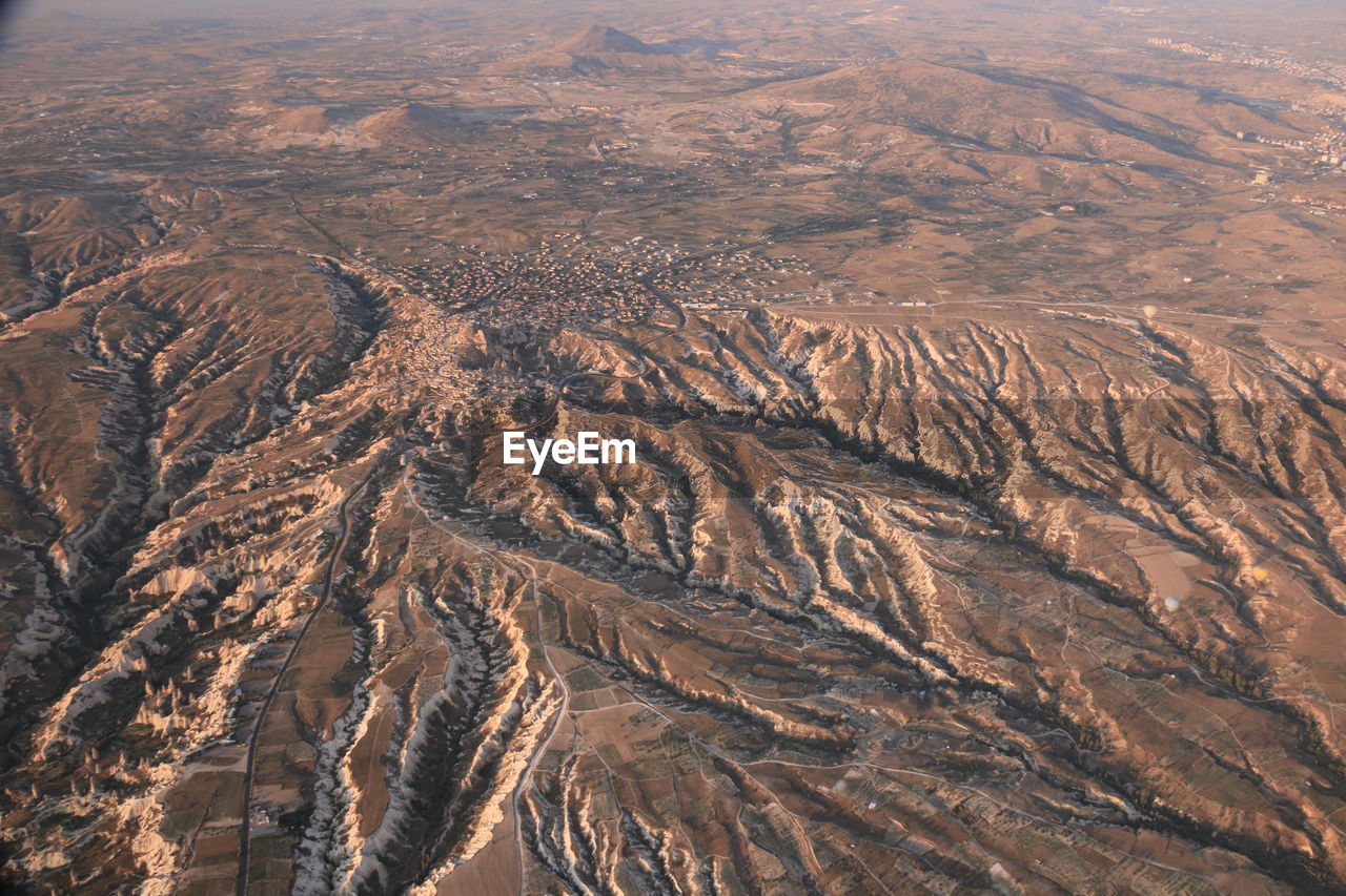 High angle view of dramatic landscape