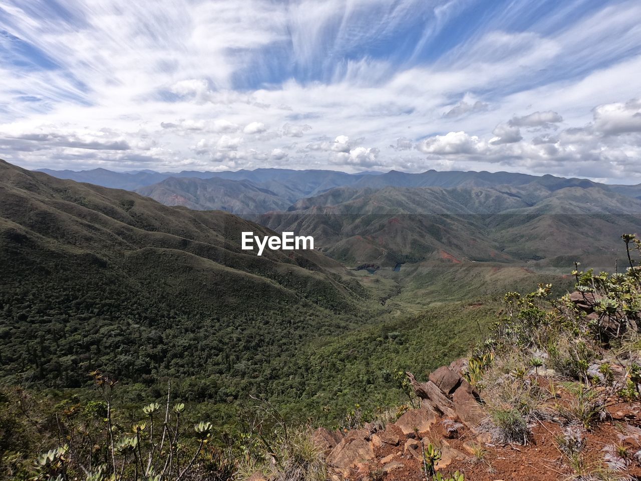 Scenic view of mountains against sky